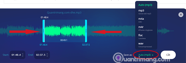 Cắt nhạc  Chọn đoạn nhạc cần lấy