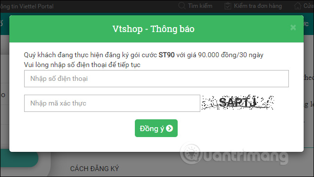 Nhập số điện thoại đăng ký