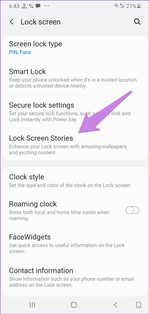 Chọn Lockscreen stories