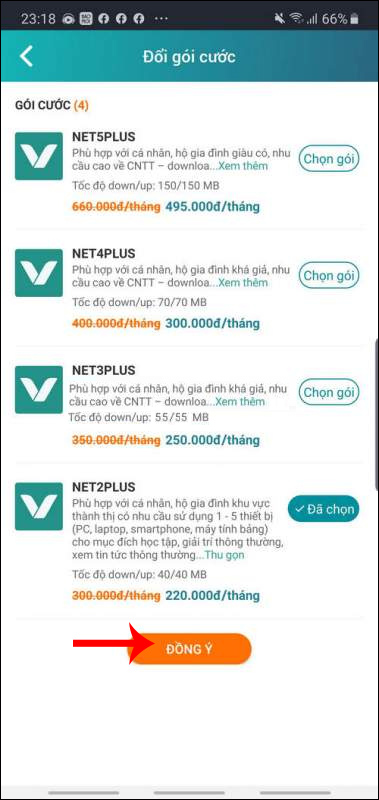 Chọn gói cước mới