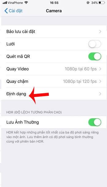 Thiết lập máy lưu ảnh dưới định dạng HEIC 2