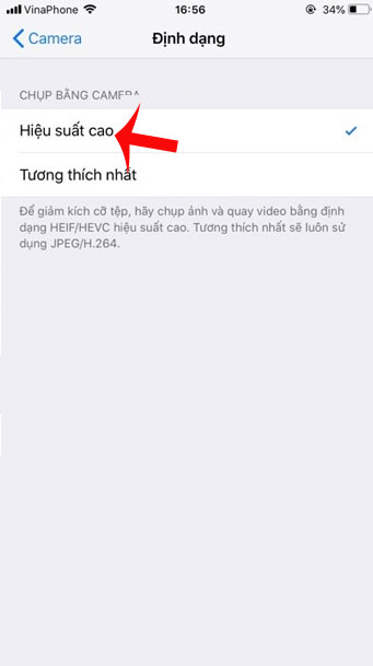 Thiết lập máy lưu ảnh dưới định dạng HEIC 3