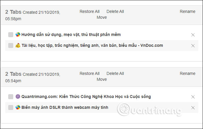 Lưu các tab Chrome
