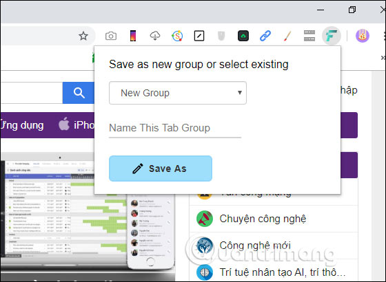 Lưu tab thành nhóm 