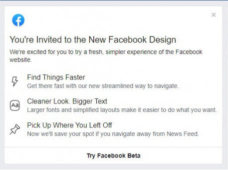 Lời mời sử dụng giao diện mới của Facebook với một số người dùng. (Ảnh: AndroidPolice).