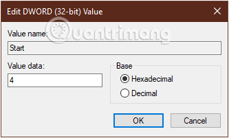 Thay đổi giá trị trong khung Value Data là 4
