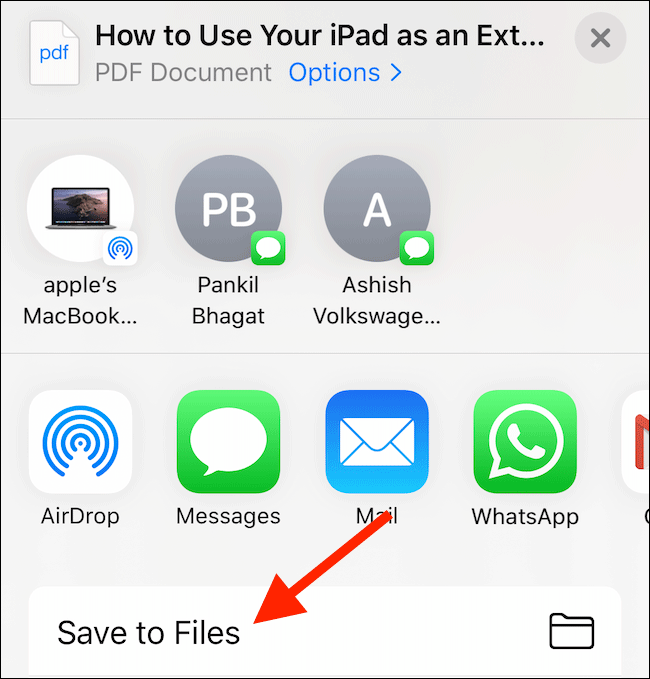 Tap Save to Files