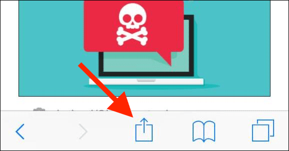 Open the web page in Safari and tap the Share button