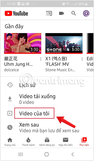 Chọn Video của tôi để tải video clip lên YouTube