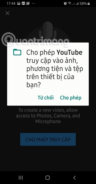 Cấp quyền truy cập vào bộ sưu tập ảnh và tệp cho YouTube