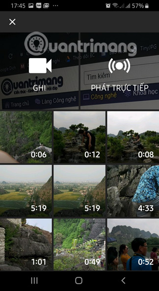 Chọn video có sẵn hoặc quay mới video muốn upload lên Youtube