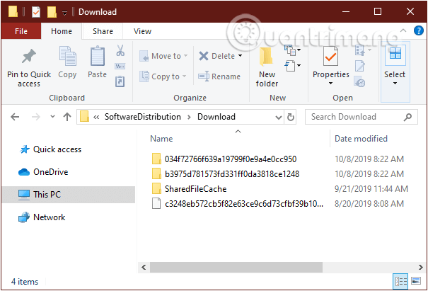 Xóa tất cả các file trong thư mục C:\Windows\SoftwareDistribution\Download