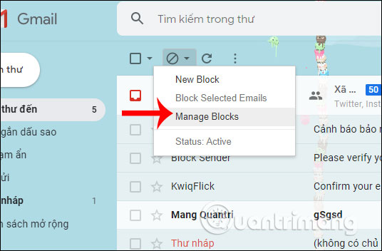 Kiểm tra email bị chặn