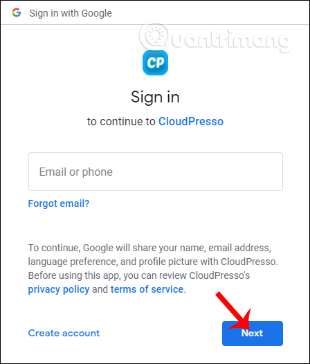Nhập tài khoản cá nhân 