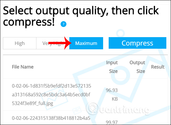 Chọn chế độ nén