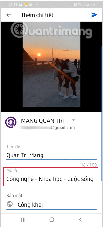 Văn bản sẽ hiển thị trên giao diện video
