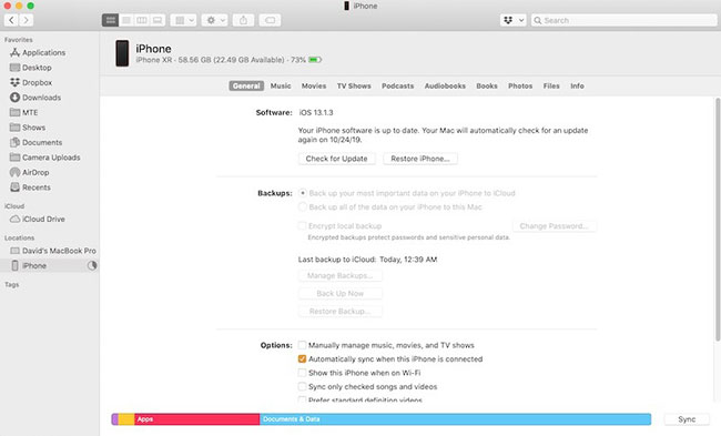 Xác định vị trí thiết bị trong Finder