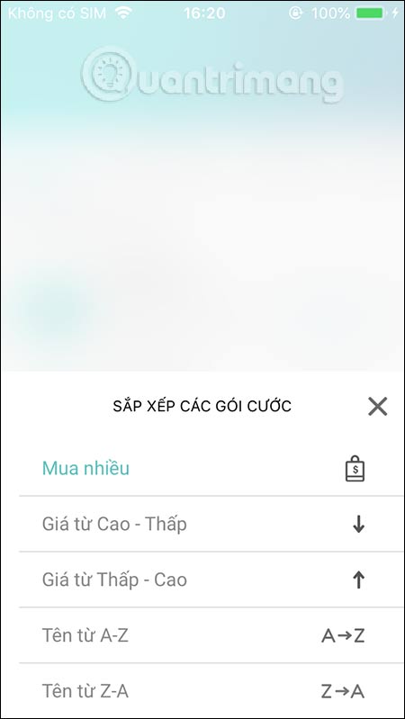 Chọn kiểu sắp xếp