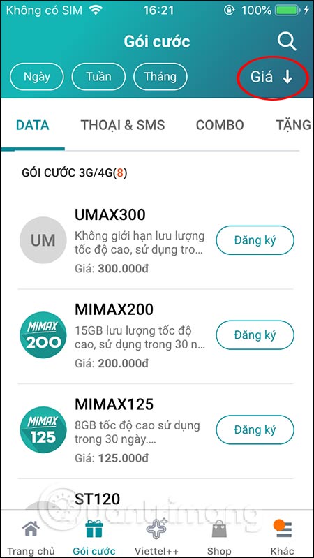Kiểu sắp xếp theo giá