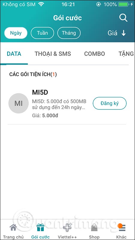 Gói cước theo ngày