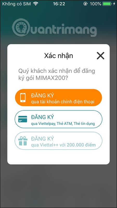 Chọn phương thức đăng ký