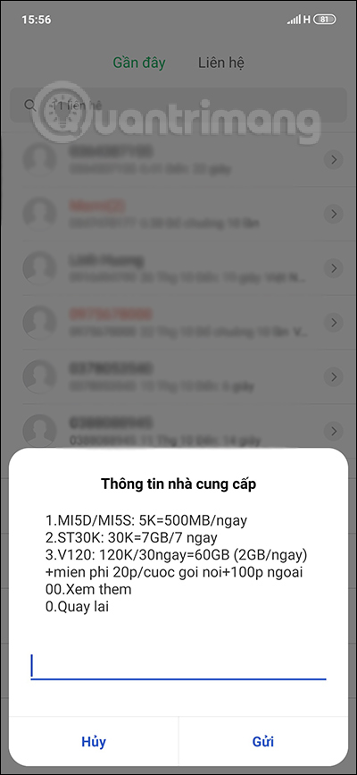 Các gói cước data