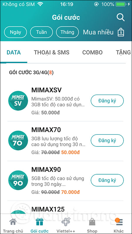 Gói cước data