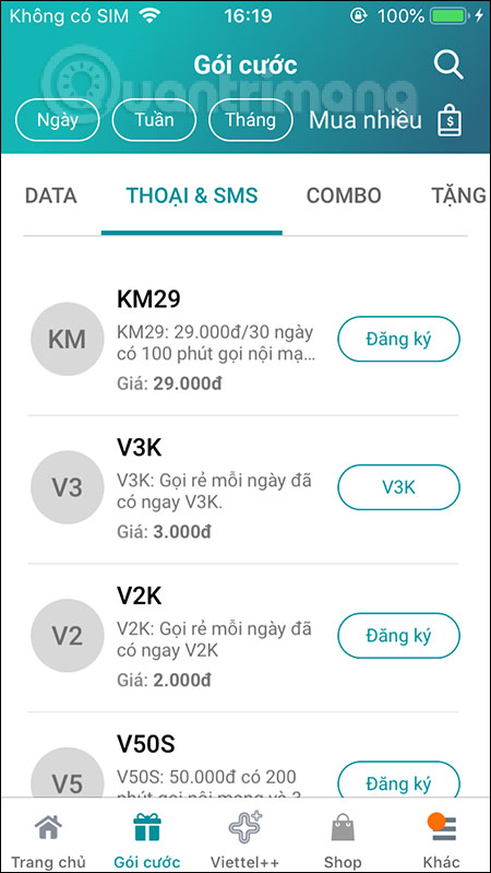 Thoại và tin nhắn