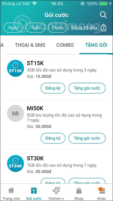 Tặng gói