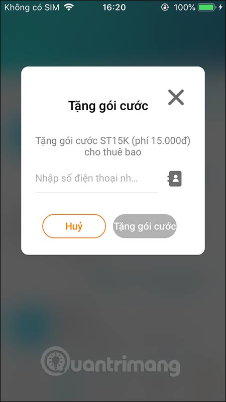 Tặng gói cước cho người khác