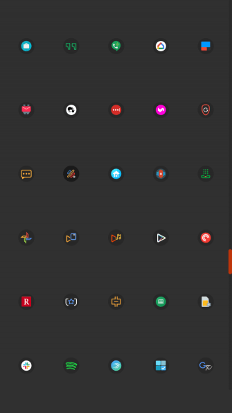Minma Icon Pack (hoàn toàn miễn phí) thay đổi các biểu tượng sáng màu, gây hại cho màn hình