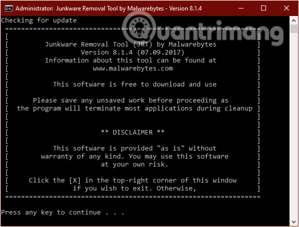 Tải và chạy công cụ Junkware Removal Tool