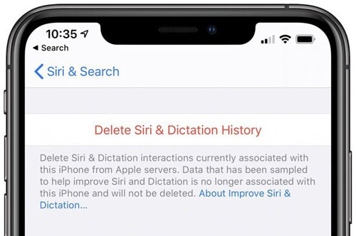 Xoá lịch sử ghi âm của Siri