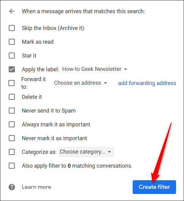 Click vào Create Filter