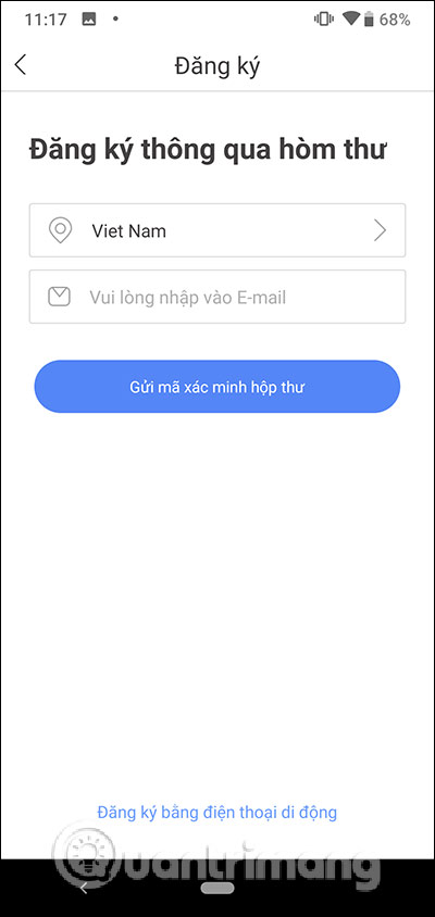 Đăng ký qua email