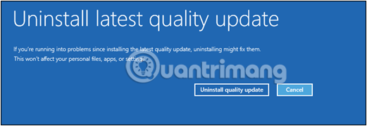 Nhấp chọn Uninstall update