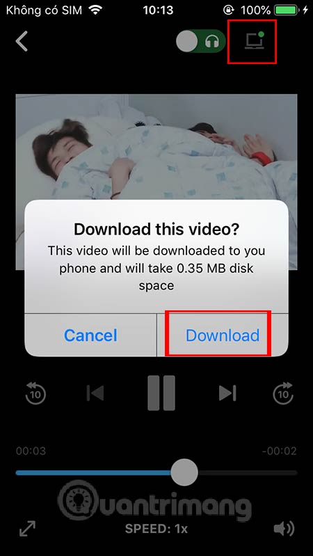 Tai video xuống ứng dụng