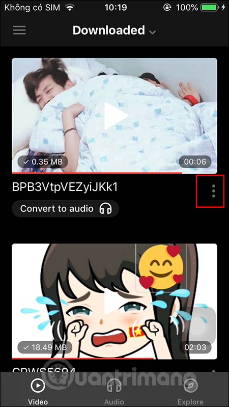 Mục video đã tải