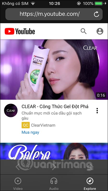 Giao diện xem YouTube