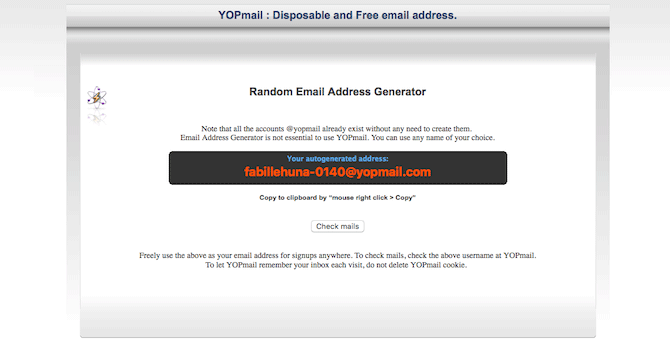 Công cụ YOPmail Generator