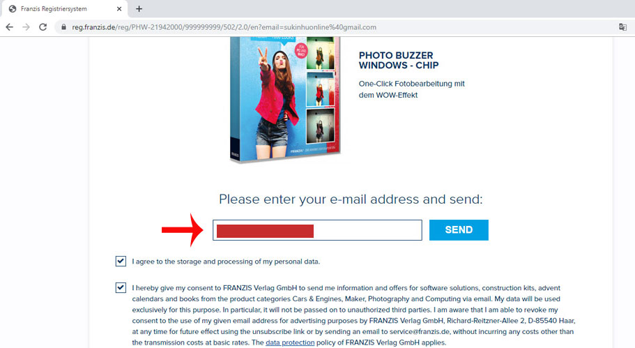 Nhập Email đã nhập ở bước 2 một lần nữa