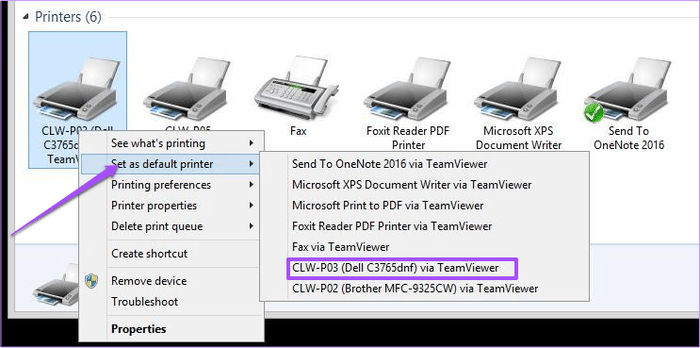 Click vào Set as default printer