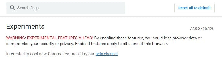 Vô hiệu hóa Chrome flag
