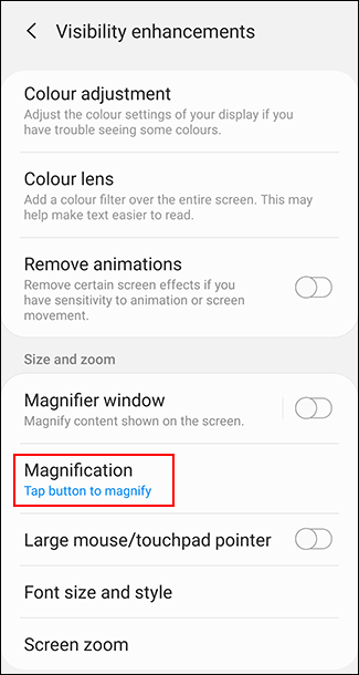 Chạm vào Magnification