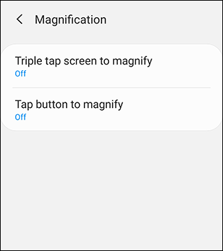 Chọn Tap Button to Magnify