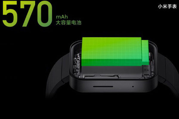 Mi Watch được trang bị viên pin có dung lượng 570mAh