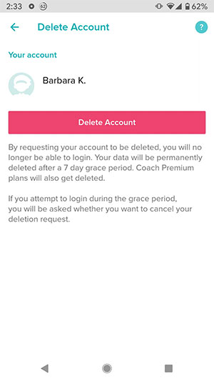 Nhấn vào “Delete Account”