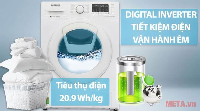 máy giặt cửa ngang samsung 9kg ww90k54e0uw-sv