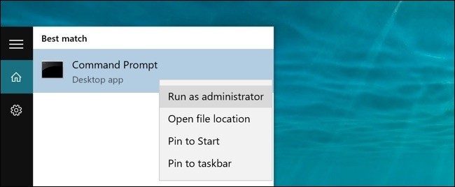 Mở Command Prompt dưới quyền Admin trên Windows 10