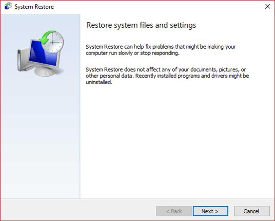 Khôi phục Registry bằng Restore Point